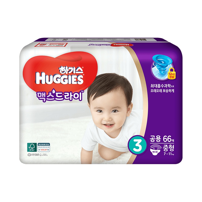 好奇(Huggies)超干爽纸尿裤 中号尿不湿 M66片 (6-11kg) 男女通用 韩国原装进口