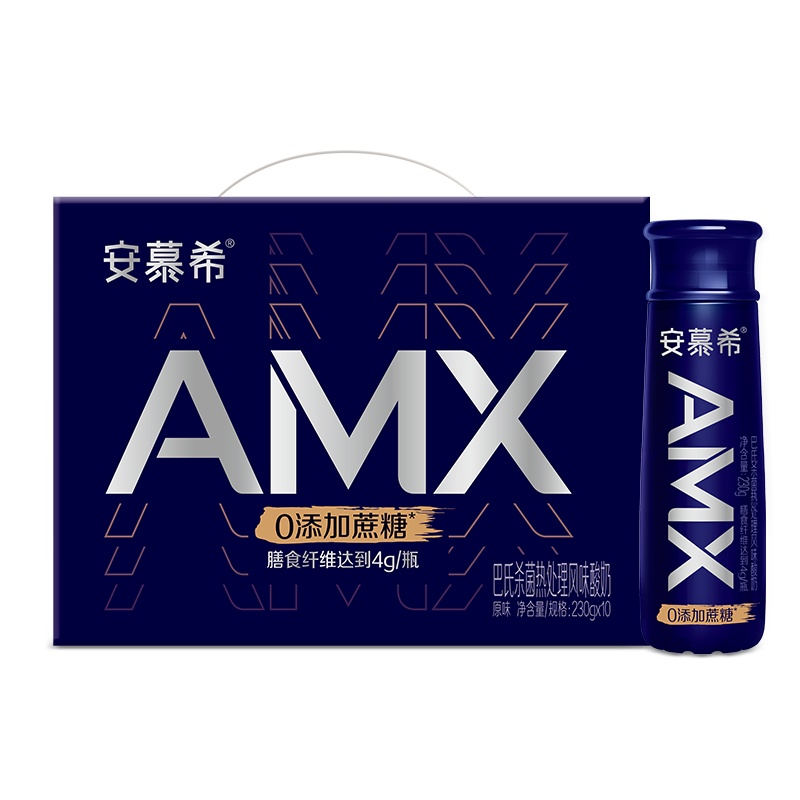伊利 安慕希 高端畅饮型 AMX小黑瓶0添加无蔗糖原味 230g*10瓶/箱