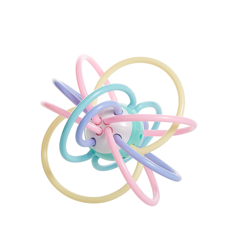 婴蓓 婴儿牙胶宝宝咬咬胶磨牙棒曼哈顿手抓球3-6-9-12个月益智摇铃玩具TPU/PC材质