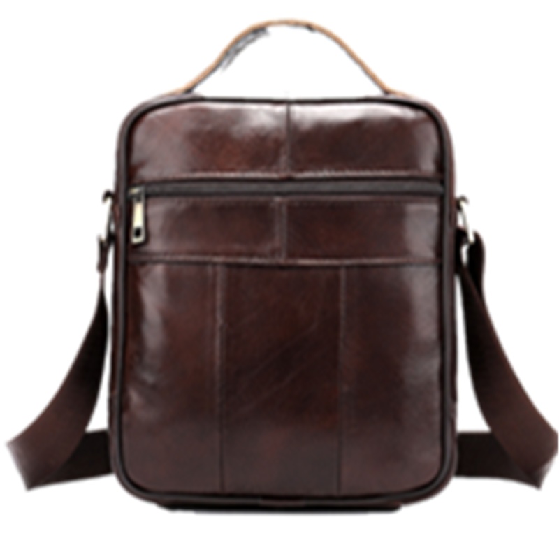 MVA 男士斜挎包头层牛皮单肩手提包复古真皮小包包 男 8318