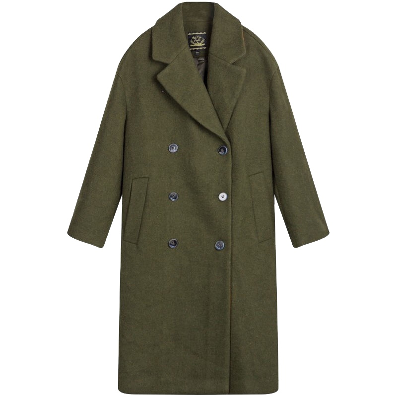 上新拉夏贝尔candie's秋冬新宽松显瘦双排扣气质过膝呢大衣女30074030