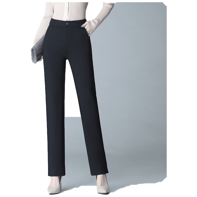 班俏BANQIAO2023春秋款直筒九分女士休闲裤长裤女显瘦垂感弹力大码胖MM职业西装裤