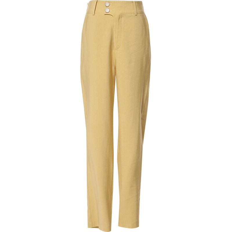 欧昵雪夏季通勤休闲高腰宽松烟管九分裤女显瘦直筒哈伦裤