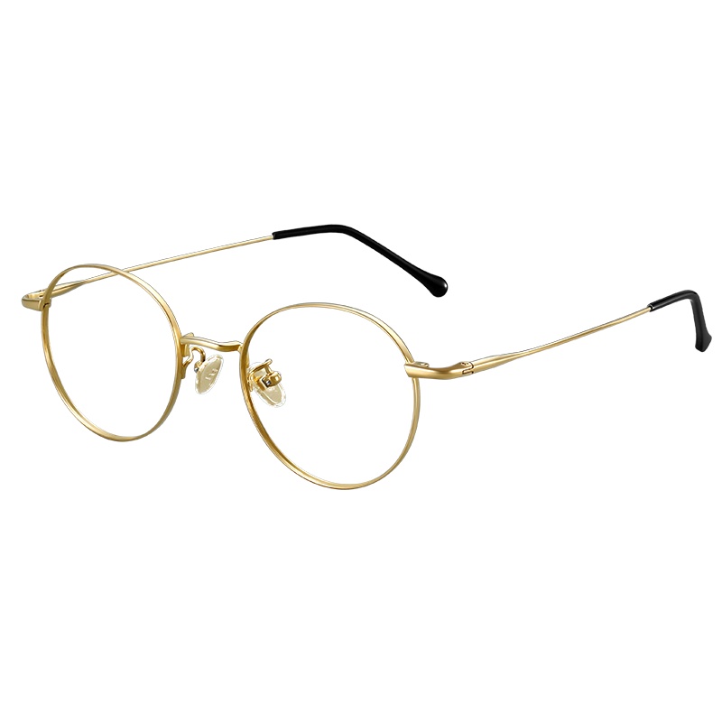 普莱斯(pulais)眼镜框女眼睛防辐射近视眼镜复古眼镜架 男圆框平光 813金色 配平光防蓝光镜片