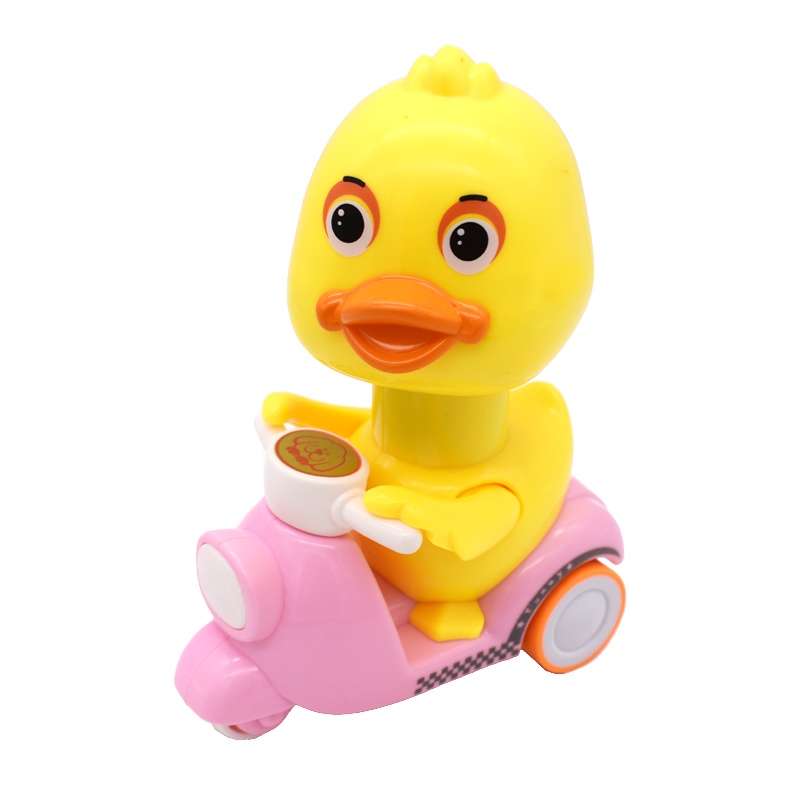 按压式小黄鸭玩具儿童回力车男孩摩托小车宝宝惯性小汽车抖音同款