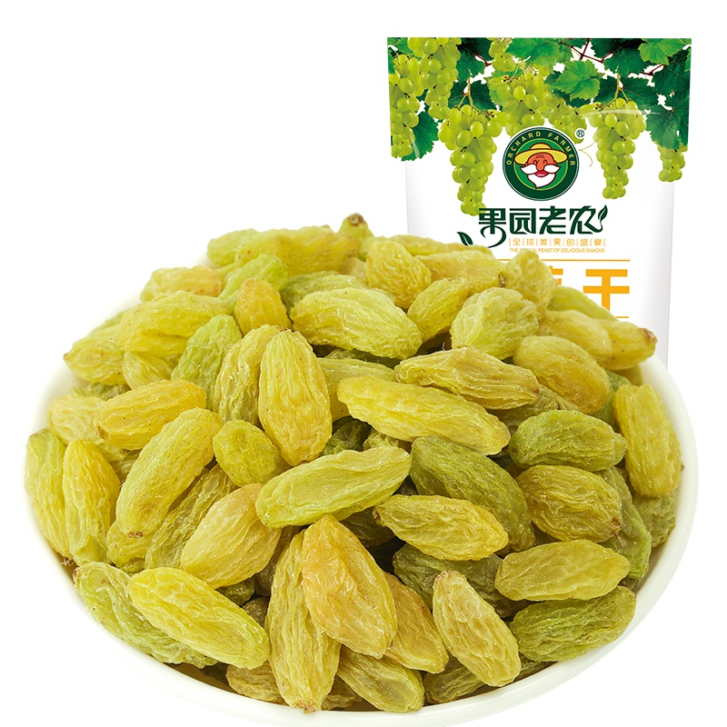 果园老农 蜜饯果干 白提子干 办公室零食独立小包装 新疆绿葡萄干808g