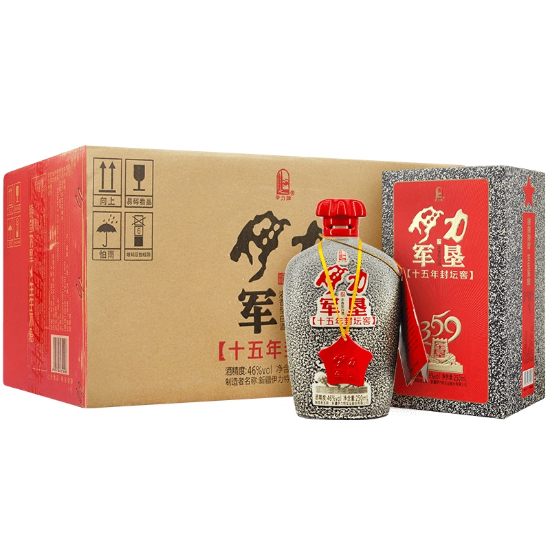 伊力特 46度伊力军垦十五年封坛窖酒250ml*10瓶 整箱装 浓香型白酒