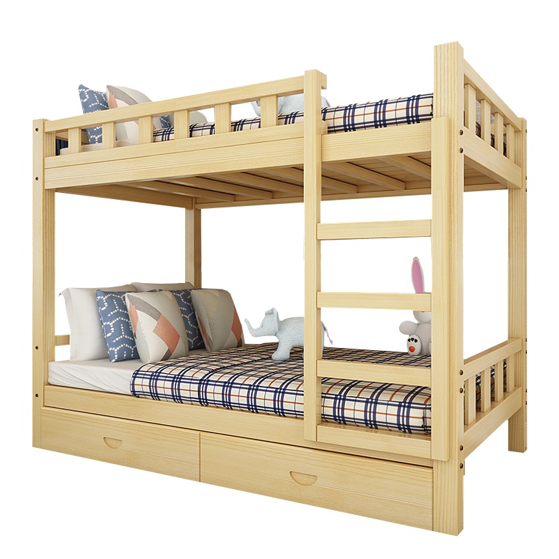 全简实木双层床公寓宿舍双层床简易上下铺床带抽屉