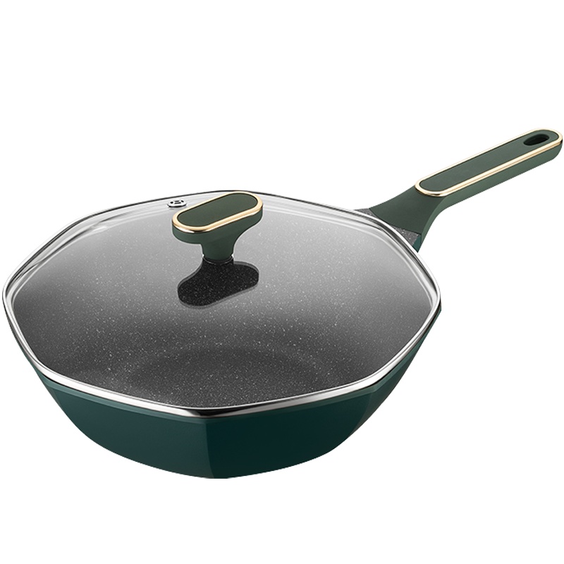 爱仕达 ASD 八角锅炒锅不粘锅麦饭石色炒菜锅网红牛油果绿32CM平底电磁炉煤燃气通用CL32S13WG-G