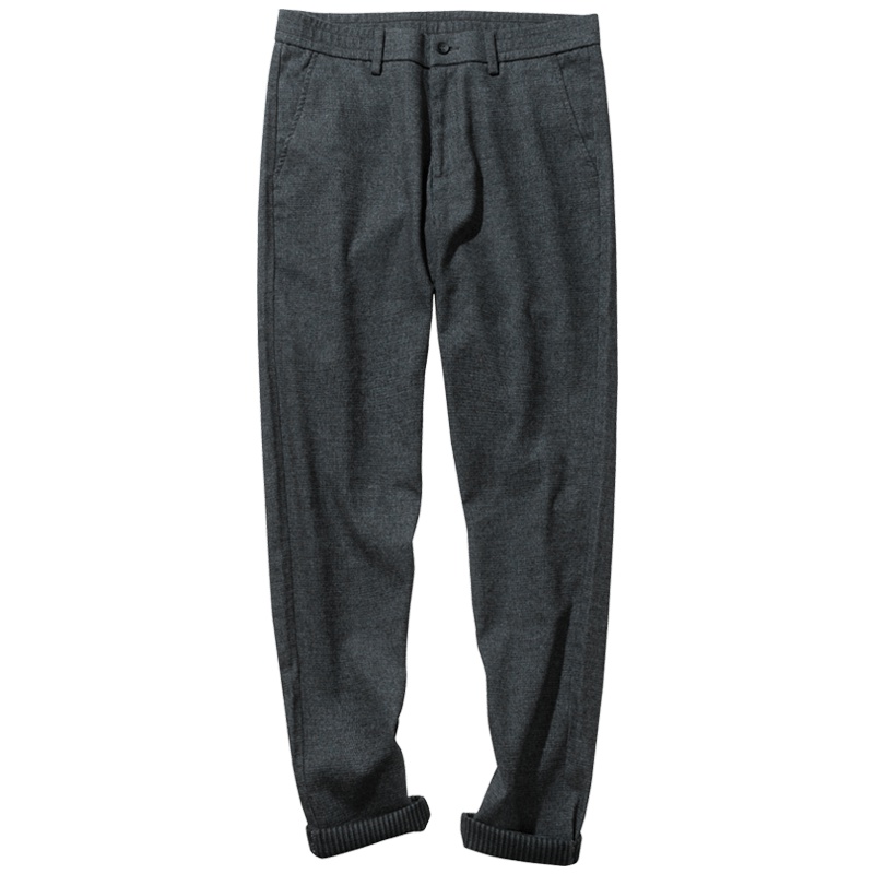 千纸鹤男士裤子2019秋季新款青年时尚直筒保暖休闲长裤男70257