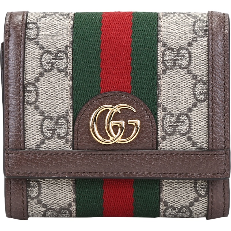 古驰 GUCCI 女士Ophidia系列帆布配皮短款钱包钱夹598662 96IWG