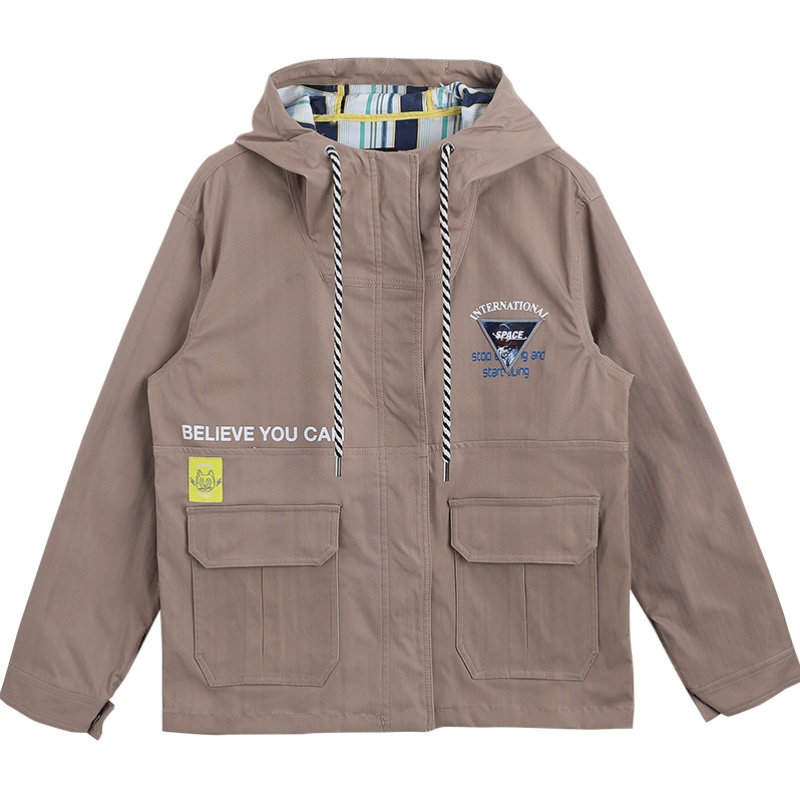 a02商场同款2020时尚印花宽松连帽短款工装外套夹克女D1V1A0011JK