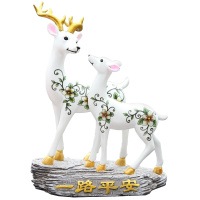 富屯 网红汽车摆件香薰小鹿一路平安摆件汽车个性创意梅花鹿摆件可爱男女车载香水装饰用品 一路平安+白瓶绿花(送3个香膏棒)
