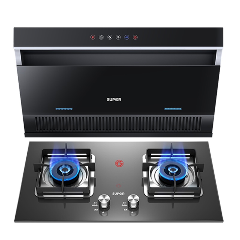 苏泊尔(SUPOR)DJ2C3+P20抽吸油烟机燃气灶烟灶套餐套装 触控式侧吸式吸油烟机灶具自动清洗18立方(液化气)
