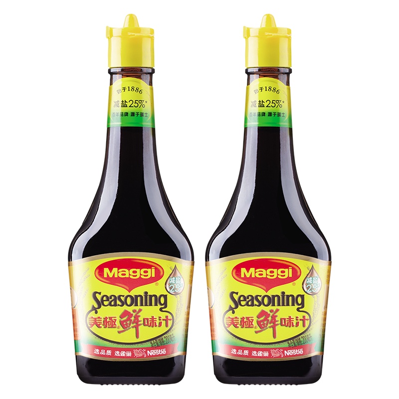 Maggi 美极 生抽酱油 减盐鲜味汁 200ml*2瓶 雀巢出品