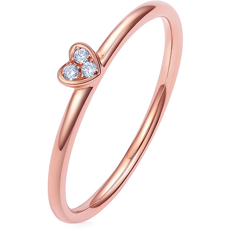 周大生18k金爱心戒指女士款优雅浪漫指环正品新款求婚结婚精致女戒