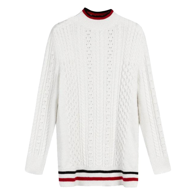 拉夏贝尔秋季女装新韩版套头中长款宽松学院风显瘦毛衣女10014711