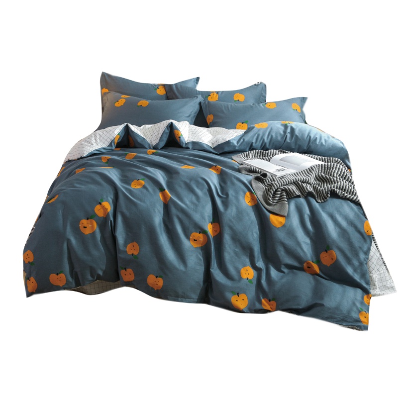 吉岳Giyou精梳全棉活性印花四件套2019新款高支高密全棉清新款床上四件套