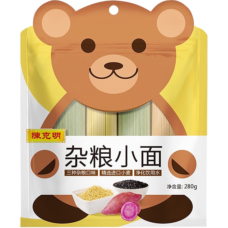 陈克明儿童面 宝宝面条无0添加盐0添加剂面 杂粮小面280g/包 挂面营养面