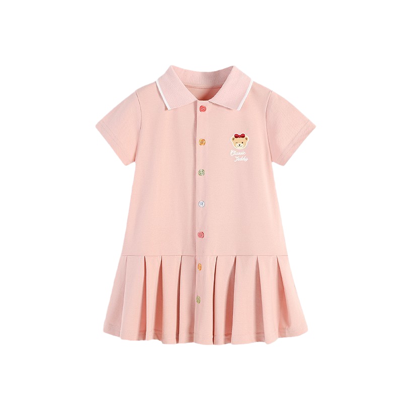 精典泰迪女童短袖连衣裙2021夏季新款儿童洋气衬衫裙子