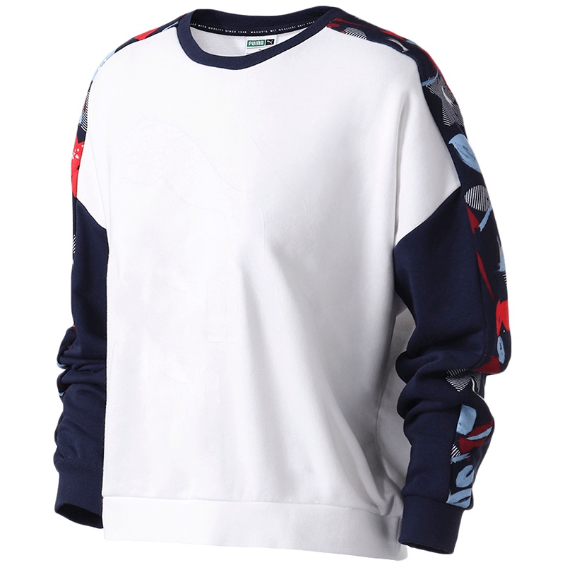 彪马PUMA运动卫衣女装套头运动服57761001 L 57761001黑色+花卉