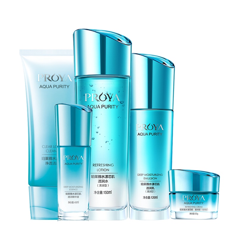 珀莱雅(PROYA)水漾芯肌清润护肤套装透润乳120ml+透润水150ml+洁面乳120g+透润霜50g+精华液40ml