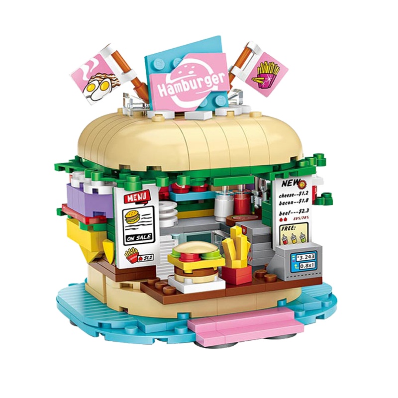 俐智loz小颗粒积木 微钻益智拼装组拼插玩具女孩男孩成人1730汉堡店(443PCS)