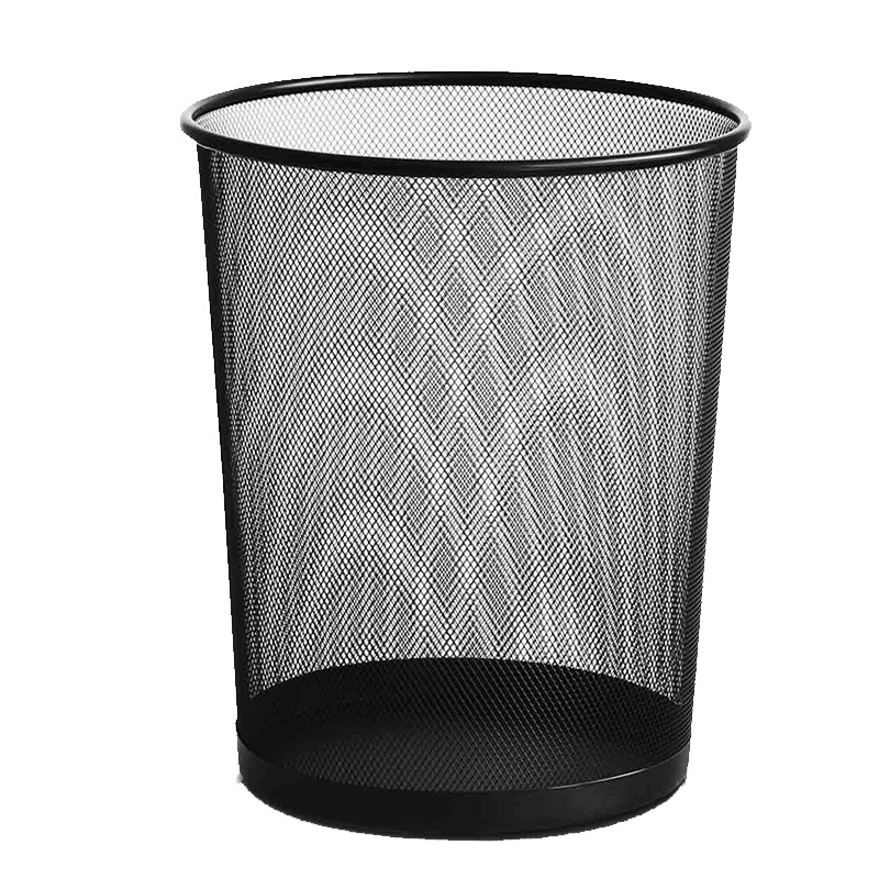 [精选]得力(deli)φ29.5cm大号金属网状圆纸篓 办公家用垃圾桶 9189 黑色