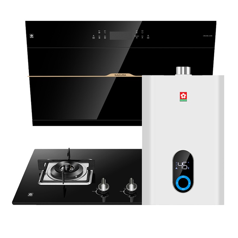 樱花(SAKURA)烟灶热三件套餐 22立方侧吸抽油烟机 4.5KW 烟灶厨电套装JJC06+BGC1T+101(A)