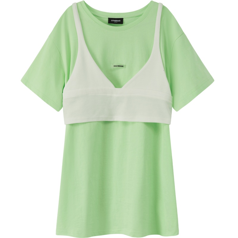 OtherMix两件套T恤女2021年夏季新款纯色薄款圆领宽松短袖上衣潮