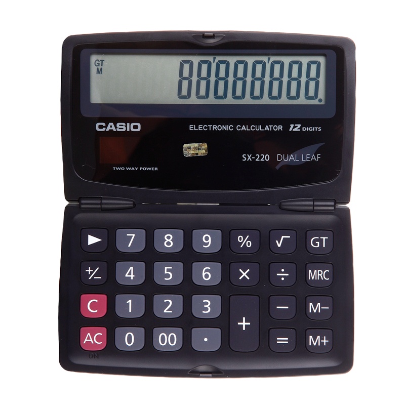 卡西欧(CASIO)SX-220商务型迷你随身计算器翻盖折叠便携式小型 黑色
