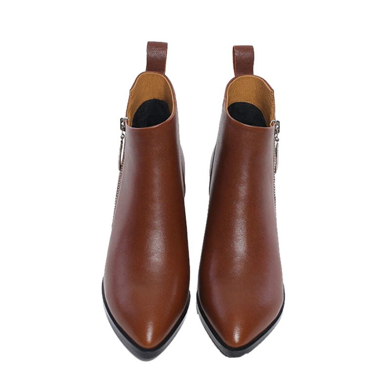 Kmioo 1新款秋冬尖头粗跟高跟短靴单靴及裸靴女靴子红色婚鞋小码