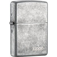 zippo芝宝打火机原装ZIPPO之宝煤油打火机仿古银商标121FBZL-000018