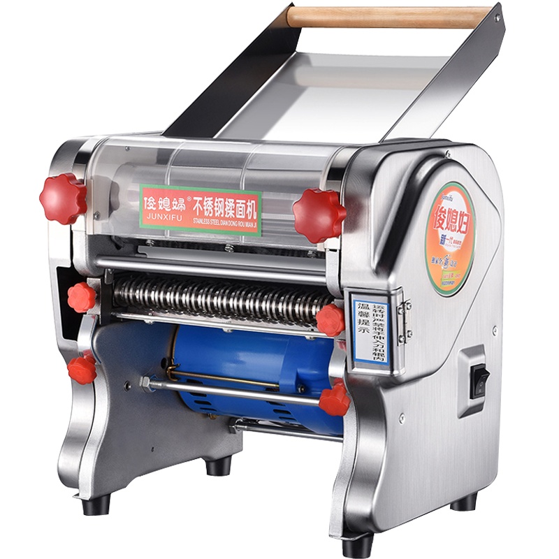 俊媳妇JUNXIFU-220不锈钢电动面条机揉面机自动压面机面皮机家用商用饺子馄饨皮包子皮加厚挂面机(0.1-2)550