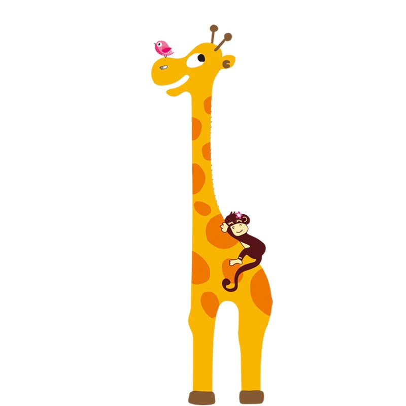 墙贴纸自粘儿童房身高贴卡通长颈鹿身高尺幼儿园教室装饰贴画壁贴 长颈鹿身高贴[收藏加购优先发货] 特大