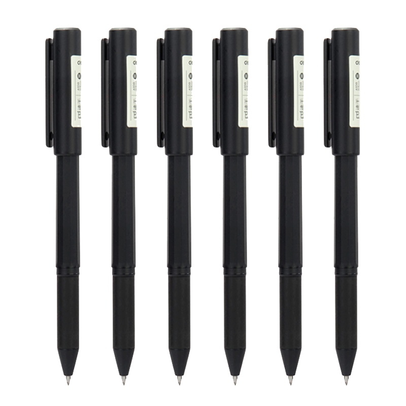 得力(deli) A108速干中性笔黑色水笔0.5mm黑色碳素笔高档商务按动签字笔中考高考学生用文具配笔芯 12支/盒