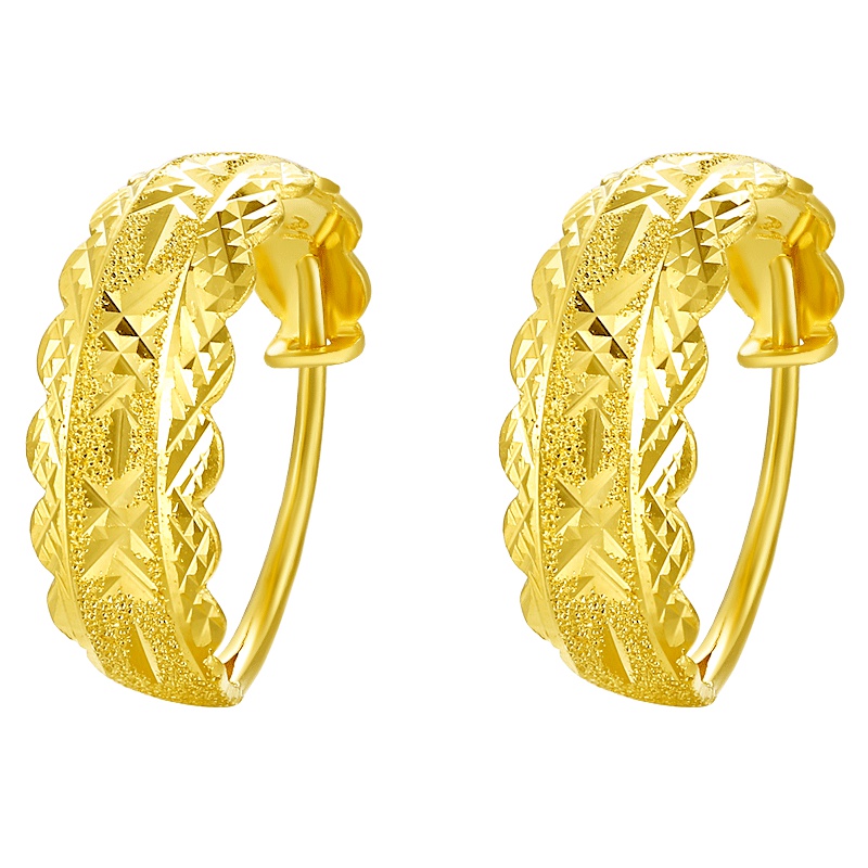 周大生 计价黄金耳饰 女士时尚车花闪耀999足金耳钉耳坠妈妈款送长辈礼物黄金饰品 女士珠宝首饰