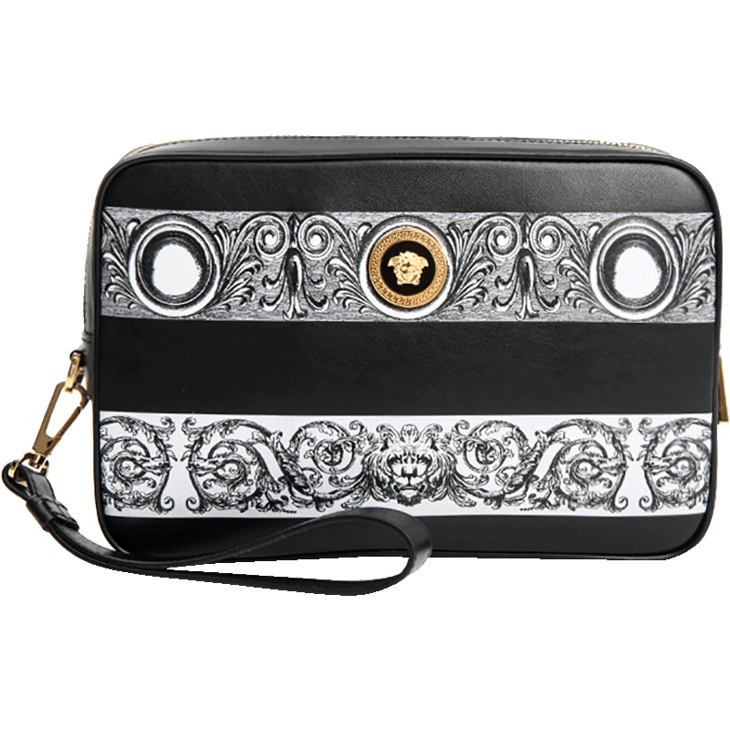 VERSACE 范思哲 男士字母LOGO美杜莎头像皮革手拿包 DL24197 DVSAST