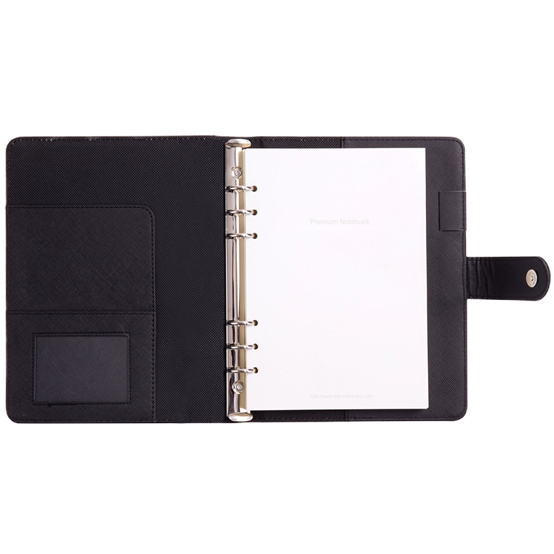 得力(deli)25K96张基础款商务活页皮面本 工作记事本笔记本子 黑咖随机3151