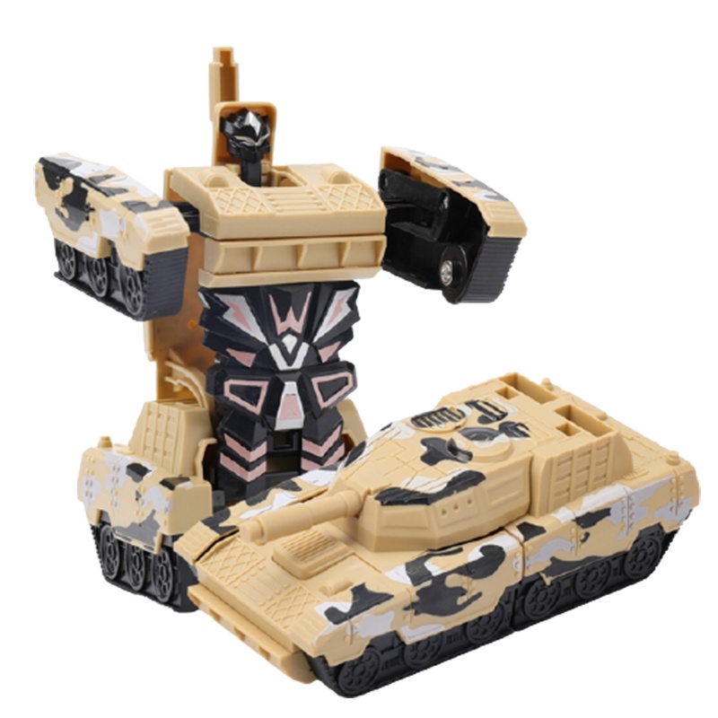 一键变形惯性坦克小汽车男童军事装甲车男宝智扣1-2-3岁男孩儿童玩具 惯性一键变形坦克 迷彩绿