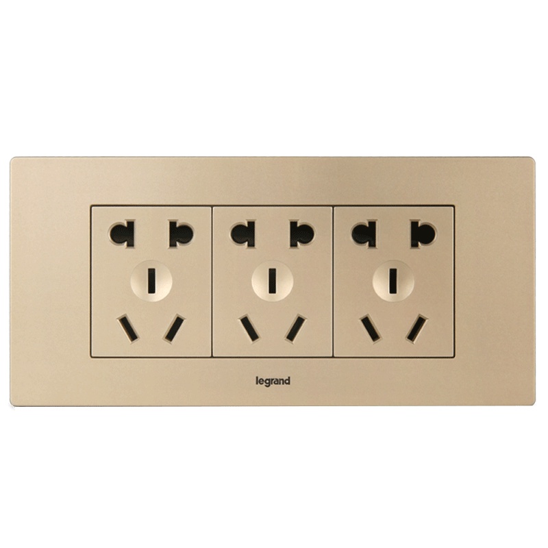 [官方旗舰店]TCL罗格朗开关插座三位十五孔插座面板尚超风金色多功能三位9孔118型家用暗装墙壁电源插座