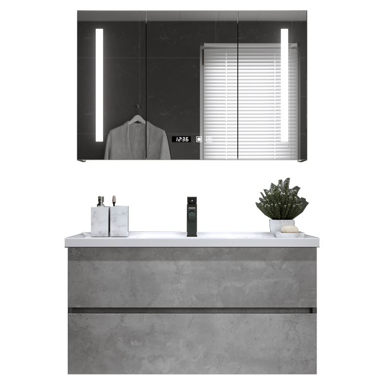 克丽▪菲儿智能北欧浴室柜组合简约现代挂墙式洗脸盆柜洗手盆柜卫浴洗漱台吊柜