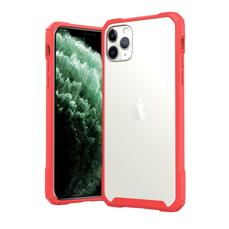 ESCASE 苹果11promax手机壳iphone保护套全包高档硅胶气囊防摔磨砂玻璃保护壳ES-SC-11幸运红