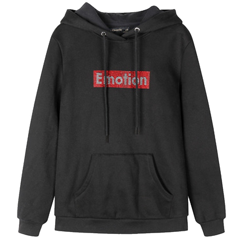 【专柜同款】拉夏贝尔简约字母卫衣2019秋冬新款连帽韩版长袖原宿上衣女宽松版10024298