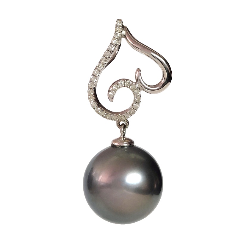 缘源珠宝 天然海水珍珠吊坠 18K金镶钻时尚气质珍珠吊坠 女款 附送证书 不含链