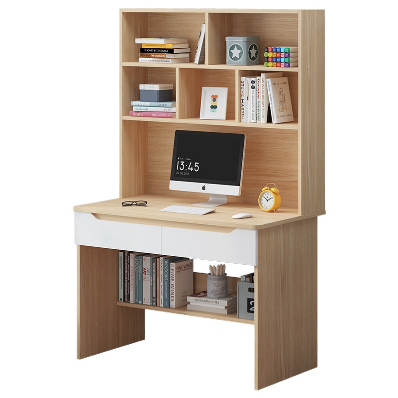 弘拜 电脑桌书架组合 简约现代家用学生租房书桌书架一体卧室简易笔记本台式桌子