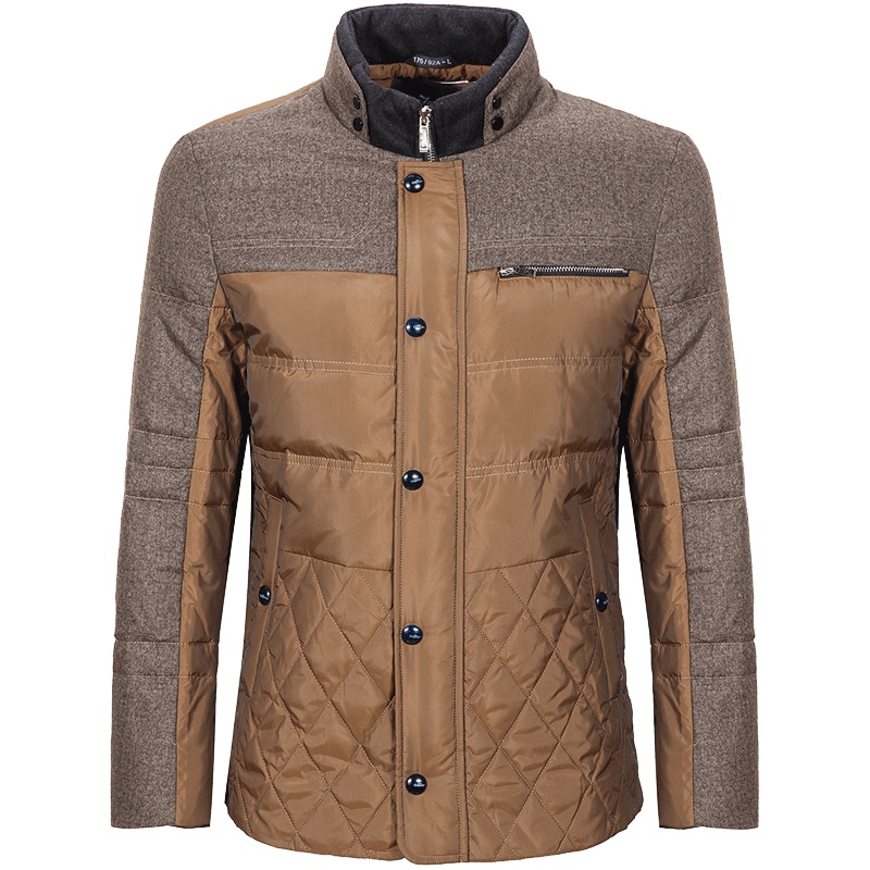 柒牌SEVEN男装羽绒服休闲立领外套中老年短款白鸭绒冬羽绒外套