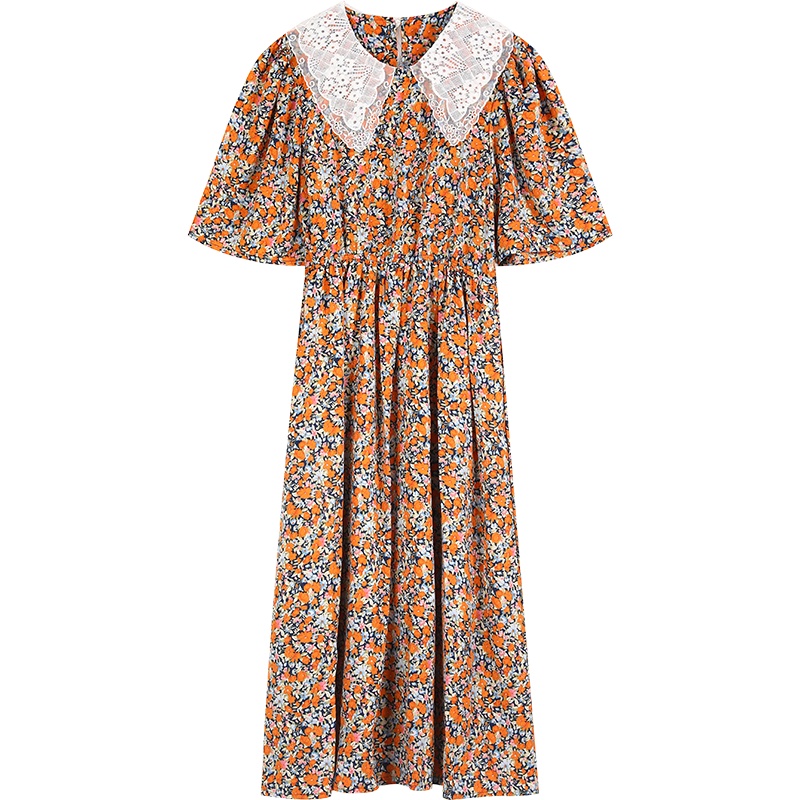 【新款】妖精的口袋法式泡泡袖碎花连衣裙2020夏季复古雪纺a字裙