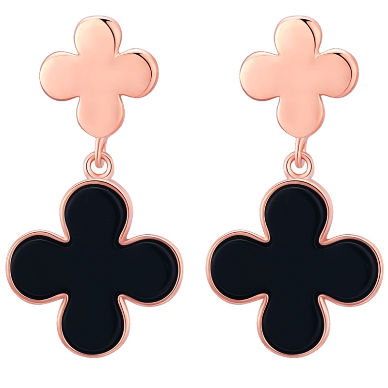 佰色传情2020年四叶草纯银耳钉女耳环韩国气质网红耳坠耳饰品