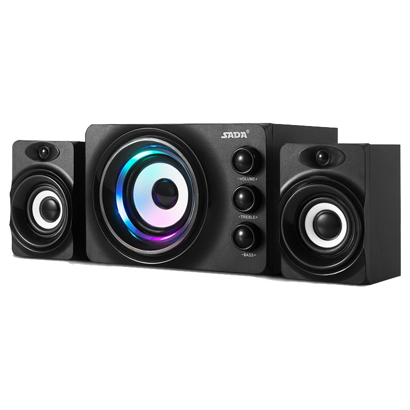 SADA Q2电脑音响台式家用小音箱笔记本影响迷你低音炮(黑色七彩灯)